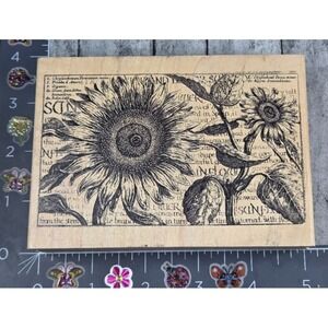 Inkadinkado Gardenia Flower Collage Sunflower Plant 92249 Rubber Stamp Wood #F28